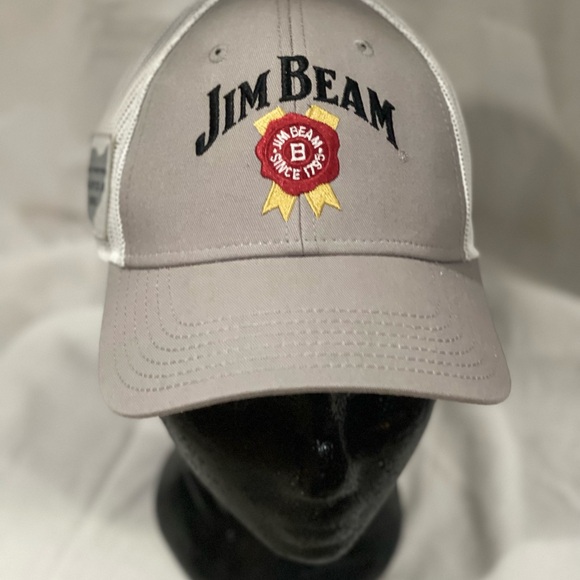 Jim Beam Official Whiskey Logo Trucker Style‎ Hat Ball Cap Gray One Size Fits - Picture 7 of 7